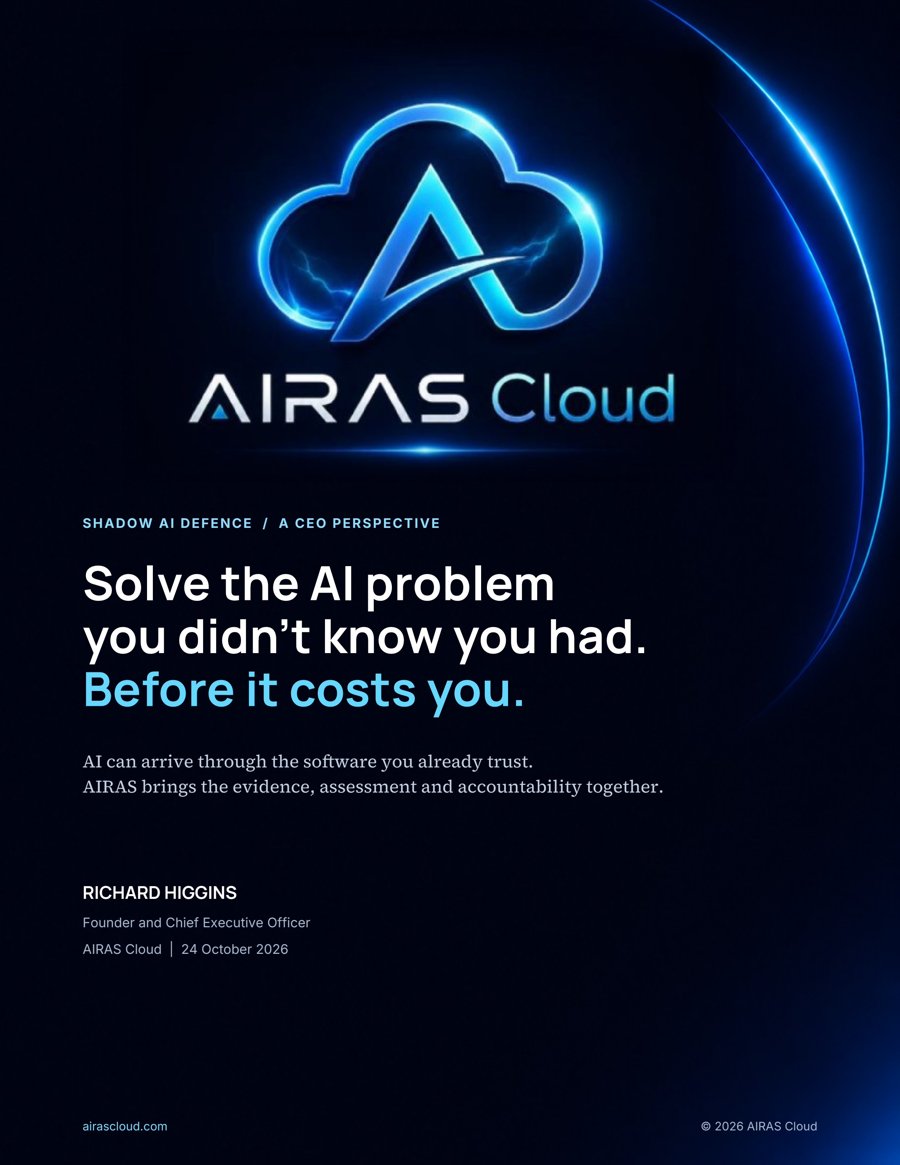 Cover of 'Solve the AI problem you didn't know you had. Before it costs you.' by Richard Higgins, AIRAS Cloud